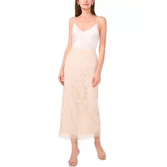 New PARKER Cream Slit-Back Lace Waist Maxi Skirt Size 4 - Picture 3 of 7